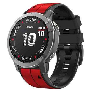 For Garmin Fenix 7X Vertical Stripes Two-color Silicone Watch Band(Red Black)