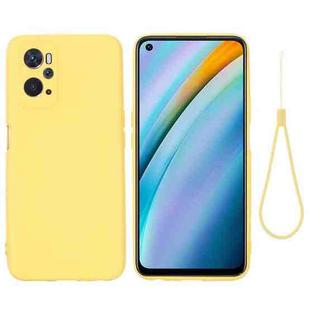 For OPPO K10 4G Pure Color Liquid Silicone Shockproof Full Coverage Phone Case(Yellow)