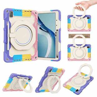 For Huawei MatePad Pro 12.6 2021 Armor Contrast Color Silicone + PC Tablet Case(Colorful Pink)