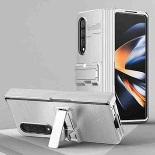 For Samsung Galaxy Z Fold4 King Kong All-round Anti-fall Phone Case with Holder(Silver)