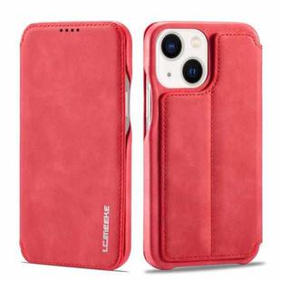 For iPhone 14 LC.IMEEKE Hon Ancient Series Flip Leather Phone Case (Red)