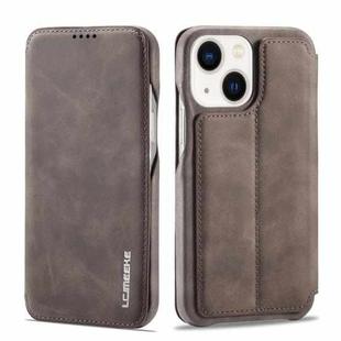 For iPhone 14 LC.IMEEKE Hon Ancient Series Flip Leather Phone Case (Coffee)