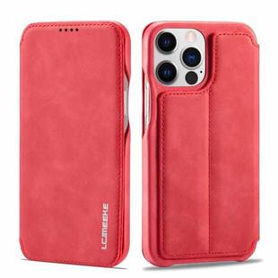 For iPhone 14 Pro LC.IMEEKE Hon Ancient Series Flip Leather Phone Case(Red)