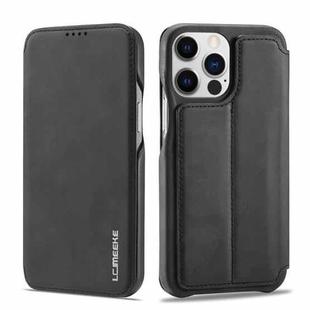 For iPhone 14 Pro Max LC.IMEEKE Hon Ancient Series Flip Leather Phone Case (Black)