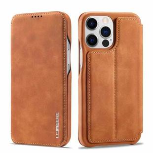 For iPhone 14 Pro Max LC.IMEEKE Hon Ancient Series Flip Leather Phone Case (Brown)