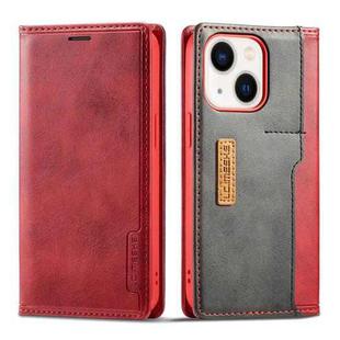 For iPhone 14 LC.IMEEKE LC-001 Color Matching Frosted Leather Phone Case (Red)