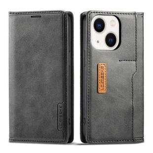 For iPhone 14 Plus LC.IMEEKE LC-001 Color Matching Frosted Leather Phone Case (Black)