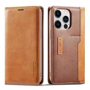 For iPhone 14 Pro LC.IMEEKE LC-001 Color Matching Frosted Leather Phone Case(Brown)
