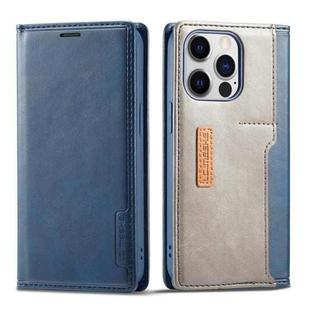 For iPhone 14 Pro Max LC.IMEEKE LC-001 Color Matching Frosted Leather Phone Case (Blue)