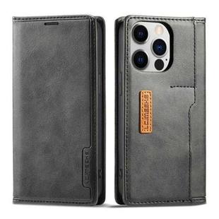For iPhone 14 Pro Max LC.IMEEKE LC-001 Color Matching Frosted Leather Phone Case (Black)