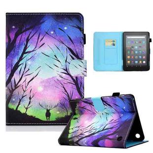 For Amazon Kindle Fire 7 2022 Colored Drawing Stitching Leather Tablet Case, with Holder & Card Slots(Starry Deer)
