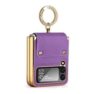 For Samsung Galaxy Z Flip4 5G GKK Colorful PU Phone Case with Ring Holder(Purple)