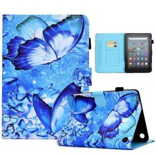 For Amazon Kindle Fire 7 2022 Colored Drawing Stitching Leather Tablet Case, with Holder & Card Slots(Butterflies)