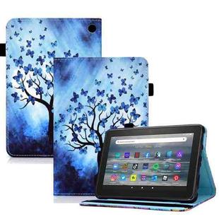 For Amazon Kindle Fire 7 2022 Colored Drawing Elastic Band Smart Leather Tablet Case(Butterfly Tree)