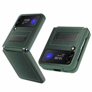 For Samsung Galaxy Z Flip4 GKK Litchi Texture Magnetic Holder Phone Case(Green)