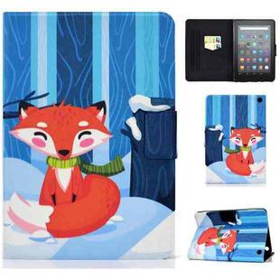 For Amazon Kindle Fire 7 2022 Electric Horizontal Flat Painted Leather Tablet Case(Red Fox)