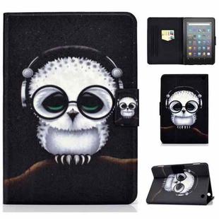 For Amazon Kindle Fire 7 2022 Electric Horizontal Flat Painted Leather Tablet Case(White Owl)