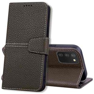 For Samsung Galaxy A03s 164mm EU Version Litchi RFID Leather Phone Case(Khaki)