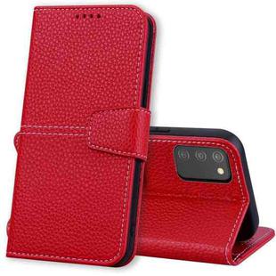 For Samsung Galaxy A02s 166.6mm EU Version Litchi RFID Leather Phone Case(Red)