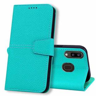 For Samsung Galaxy A20 / A30 Litchi RFID Leather Phone Case(Malachite Blue)