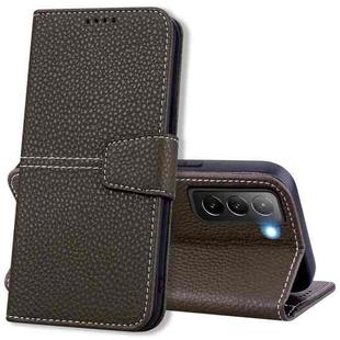 For Samsung Galaxy S21 5G Litchi RFID Leather Phone Case(Khaki)