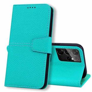 For Samsung Galaxy S21 Ultra 5G Litchi RFID Leather Phone Case(Malachite Blue)