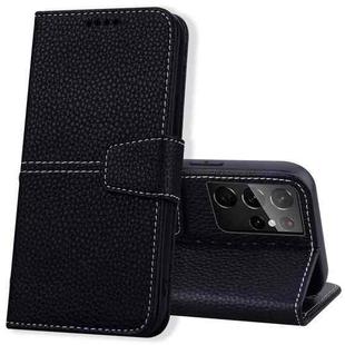 For Samsung Galaxy S21 Ultra 5G Litchi RFID Leather Phone Case(Black)