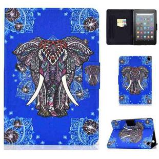 For Amazon Kindle Fire 7 2022 Electric Horizontal Flat Painted Leather Tablet Case(Ethnic Elephant)