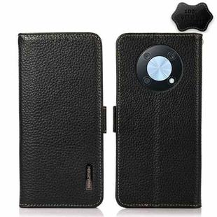 For Huawei nova Y90 / Enjoy 50 Pro KHAZNEH Litchi Texture RFID Genuine Leather Phone Case(Black)
