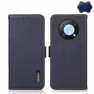 For Huawei nova Y90 / Enjoy 50 Pro KHAZNEH Litchi Texture RFID Genuine Leather Phone Case(Blue)