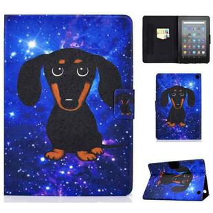 For Amazon Kindle Fire 7 2022 Electric Pressed Smart Leather Tablet Case(Black Dog)