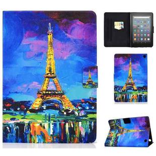 For Amazon Kindle Fire 7 2022 Electric Pressed Smart Leather Tablet Case(Eiffel Tower)