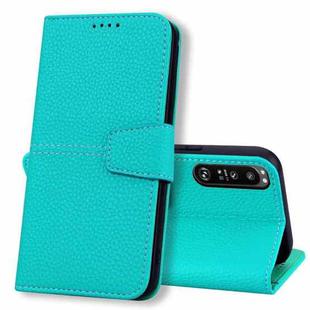 For Sony Xperia 1 III Litchi RFID Leather Phone Case(Malachite Blue)