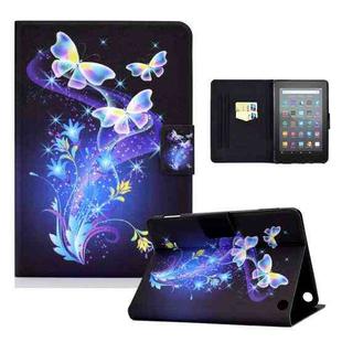 For Amazon Kindle Fire 7 2022 Electric Pressed Smart Leather Tablet Case(Butterfly Flower)