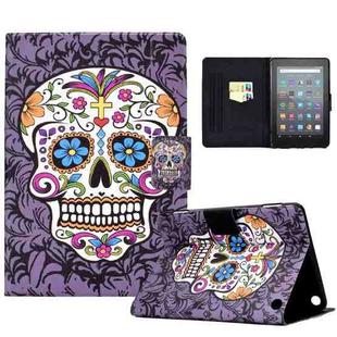 For Amazon Kindle Fire 7 2022 Electric Pressed Smart Leather Tablet Case(Skull)