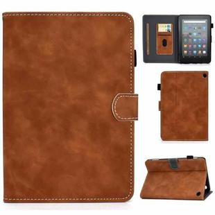 For Amazon Kindle Fire 7 2022 Cowhide Texture Smart Leather Tablet Case(Brown)