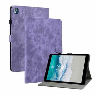 For Nokia T10 Tiger Pattern PU Tablet Case(Purple)