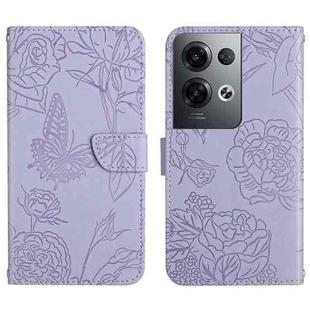 For OPPO Reno8 Pro+ / Reno8 Pro HT03 Skin Feel Butterfly Embossed Flip Leather Phone Case(Purple)