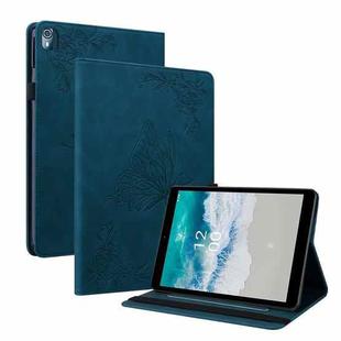 For Nokia T10 Butterfly Flower Embossed Leather Tablet Case(Blue)