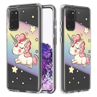 For Galaxy S20+ 2 In 1 PC + TPU Card Pattern Transparent Protective Case(Rainbow Horse)