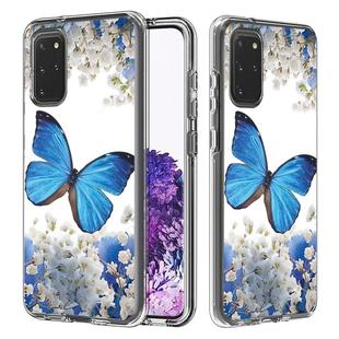 For Galaxy S20+ 2 In 1 PC + TPU Card Pattern Transparent Protective Case(Blue Butterfly)
