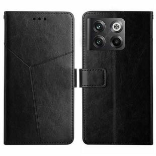 For OnePlus 10T / Ace Pro HT01 Y-shaped Pattern Flip Leather Phone Case(Black)