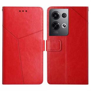 For OPPO Reno8 Pro+ / Reno8 Pro HT01 Y-shaped Pattern Flip Leather Phone Case(Red)