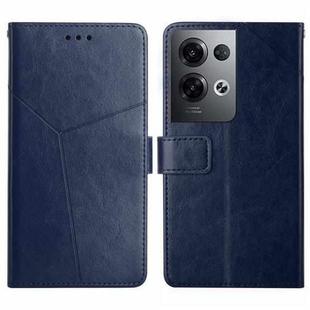 For OPPO Reno8 Pro+ / Reno8 Pro HT01 Y-shaped Pattern Flip Leather Phone Case(Blue)