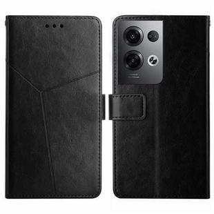 For OPPO Reno8 Pro+ / Reno8 Pro HT01 Y-shaped Pattern Flip Leather Phone Case(Black)