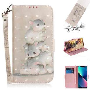 For iPhone 14 3D Colored Horizontal Flip Leather Phone Case (Squirrels)