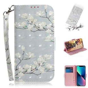 For iPhone 14 3D Colored Horizontal Flip Leather Phone Case (Magnolia)