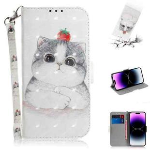 For iPhone 14 Pro 3D Colored Horizontal Flip Leather Phone Case(Cute Cat)