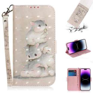 For iPhone 14 Pro 3D Colored Horizontal Flip Leather Phone Case(Squirrels)