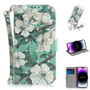 For iPhone 14 Pro 3D Colored Horizontal Flip Leather Phone Case(Watercolor Flower)